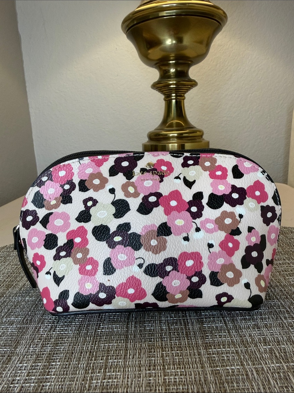 kate spade Pink, Black & Brown Floral Cosmetic Pouch